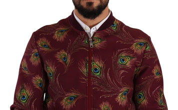 Red Peacock Polyester Stretch Full Zip Jacket Dolce & Gabbana