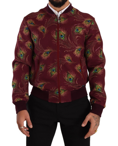 Red Peacock Polyester Stretch Full Zip Jacket Dolce & Gabbana