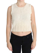Beige Cotton Blend Knitted Sleeveless Sweater PINK MEMORIES