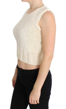 Beige Cotton Blend Knitted Sleeveless Sweater PINK MEMORIES