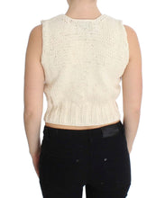 Beige Cotton Blend Knitted Sleeveless Sweater PINK MEMORIES