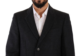 Dark Gray Wool Over Trench Coat Men Jacket Dolce & Gabbana