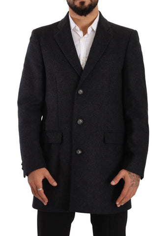 Dark Gray Wool Over Trench Coat Men Jacket Dolce & Gabbana