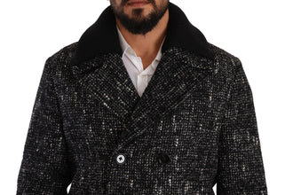 Black Wool Double Breasted Coat Men Jacket Dolce & Gabbana