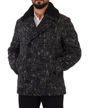 Black Wool Double Breasted Coat Men Jacket Dolce & Gabbana