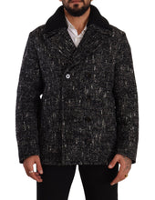 Black Wool Double Breasted Coat Men Jacket Dolce & Gabbana
