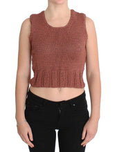 Red Cotton Blend Knitted Sleeveless Sweater PINK MEMORIES