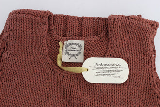 Red Cotton Blend Knitted Sleeveless Sweater PINK MEMORIES