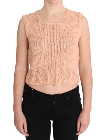 Pink Cotton Blend Knitted Sleeveless Sweater PINK MEMORIES