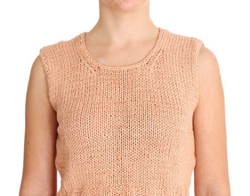 Pink Cotton Blend Knitted Sleeveless Sweater PINK MEMORIES