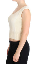 Beige Cotton Blend Knitted Sleeveless Sweater PINK MEMORIES