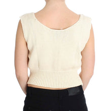 Beige Cotton Blend Knitted Sleeveless Sweater PINK MEMORIES