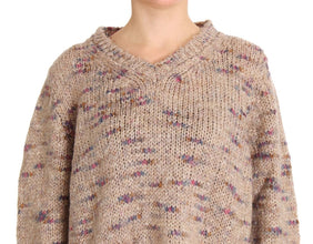 Beige Wool Blend Knitted Oversize Sweater PINK MEMORIES