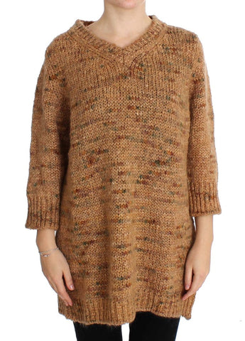 Brown Wool Blend Knitted Oversize Sweater PINK MEMORIES