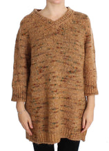 Brown Wool Blend Knitted Oversize Sweater PINK MEMORIES
