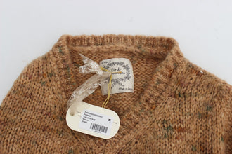 Brown Wool Blend Knitted Oversize Sweater PINK MEMORIES