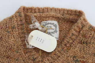 Brown Wool Blend Knitted Oversize Sweater PINK MEMORIES
