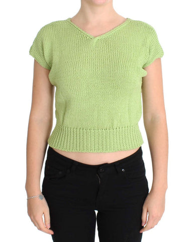 Green Cotton Blend Knitted Sweater PINK MEMORIES