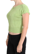 Green Cotton Blend Knitted Sweater PINK MEMORIES