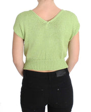 Green Cotton Blend Knitted Sweater PINK MEMORIES