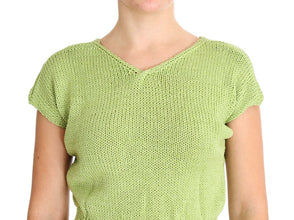 Green Cotton Blend Knitted Sweater PINK MEMORIES