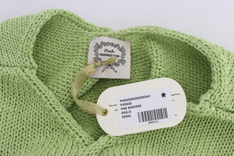 Green Cotton Blend Knitted Sweater PINK MEMORIES
