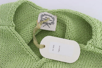 Green Cotton Blend Knitted Sweater PINK MEMORIES