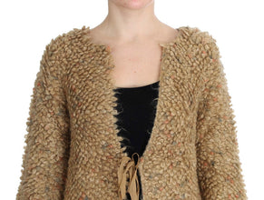 Beige Wool Blend Cape Sweater PINK MEMORIES