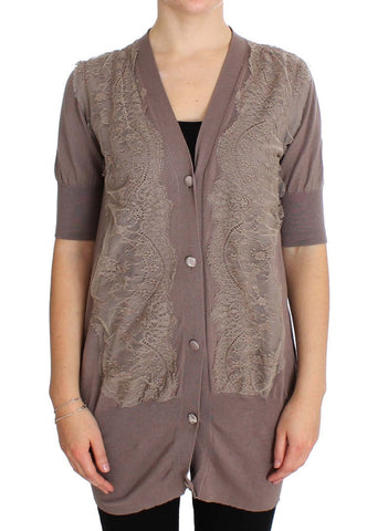 Purple Lace Cotton Cardigan Sweater PINK MEMORIES