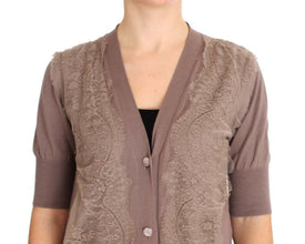 Purple Lace Cotton Cardigan Sweater PINK MEMORIES