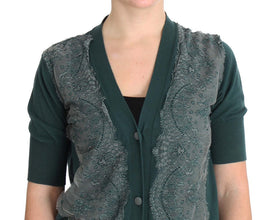 Green Lace Cotton Cardigan Sweater PINK MEMORIES