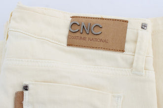 White Cotton Stretch Flare Jeans Costume National