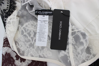 White Floral Lace Full Length Gown Dress Dolce & Gabbana