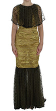 Yellow Black Floral Lace Ricamo Gown Dress Dolce & Gabbana
