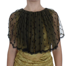 Yellow Black Floral Lace Ricamo Gown Dress Dolce & Gabbana