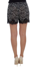 Black White Floral Lace Silk Sleepwear Shorts Dolce & Gabbana
