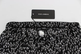 Black White Floral Lace Silk Sleepwear Shorts Dolce & Gabbana