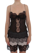 Black Silk Lace Babydoll Lingerie Top Dolce & Gabbana