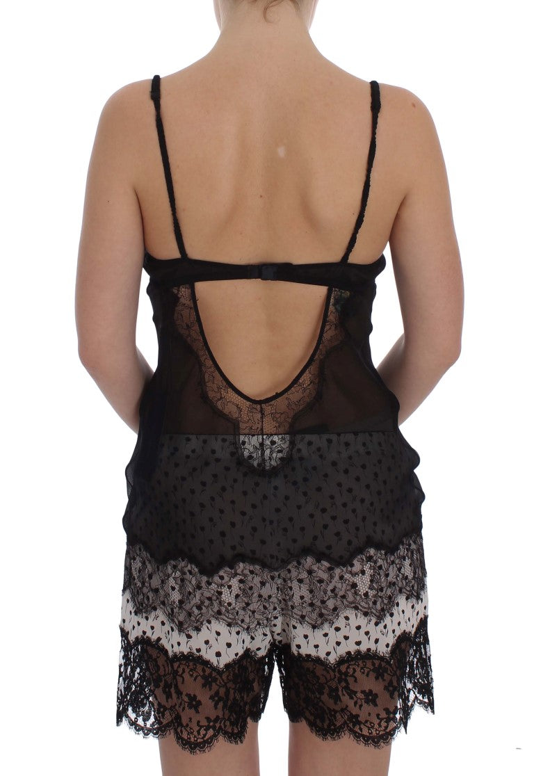 Black Silk Lace Babydoll Lingerie Top Dolce & Gabbana