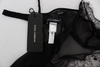 Black Silk Lace Babydoll Lingerie Top Dolce & Gabbana