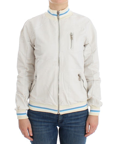 White Mock Zip Cardigan Sweatshirt Sweater John Galliano