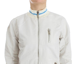 White Mock Zip Cardigan Sweatshirt Sweater John Galliano