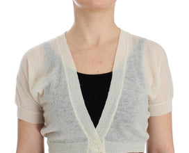White Wool Cardigan Sweater Ermanno Scervino