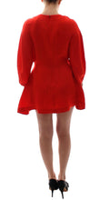 Red Mini Linen 3/4 Sleeve Sheath Dress Fyodor Golan