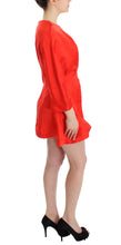 Red Mini Linen 3/4 Sleeve Sheath Dress Fyodor Golan
