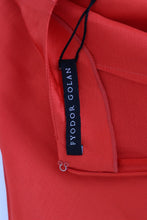 Red Mini Linen 3/4 Sleeve Sheath Dress Fyodor Golan