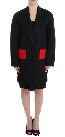 Black Coat Trench Long Draped Jacket Blazer KAALE SUKTAE