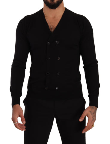Black Cashmere Button Down Cardigan Sweater Dolce & Gabbana