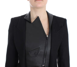 Black Short Blazer Coat Biker Jacket KAALE SUKTAE