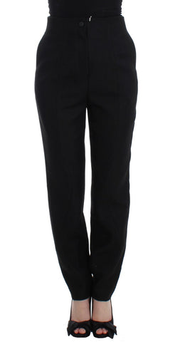 Black High Waist Straight Slim Dress Pants KAALE SUKTAE